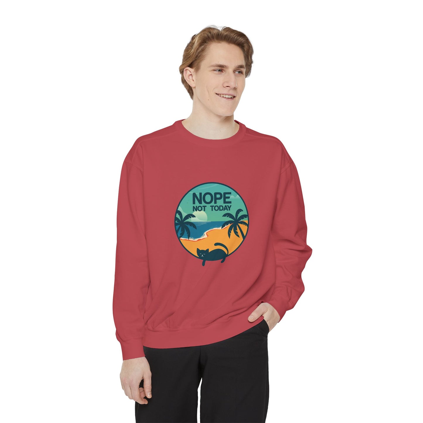 Nope Not Today Sweatshirt — Relaxed Beach Palm Tree Crew