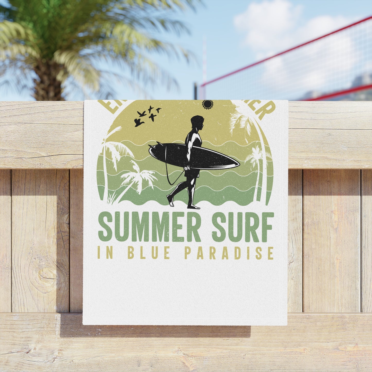 Surf Beach Towel - "Enjoy the Summer" Retro Surf Design