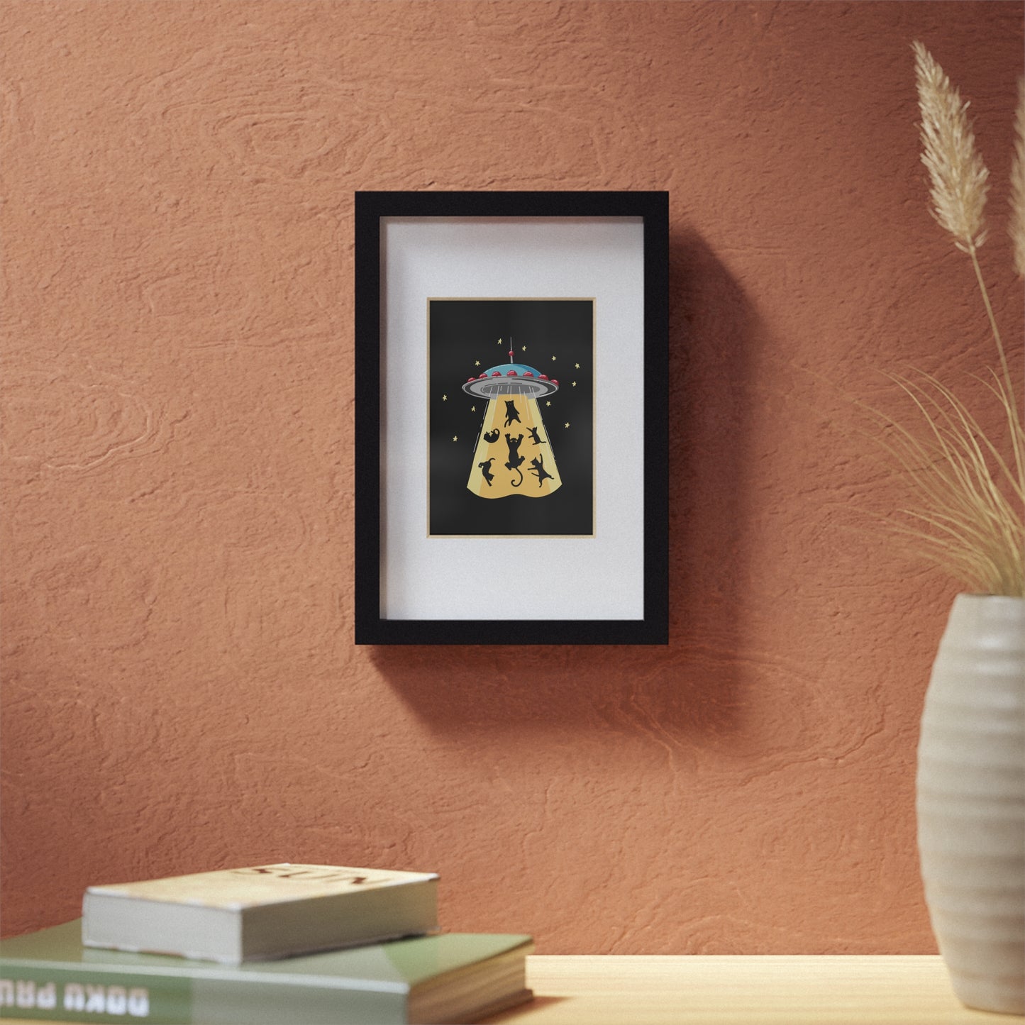 UFO Cat Abduction Framed Poster
