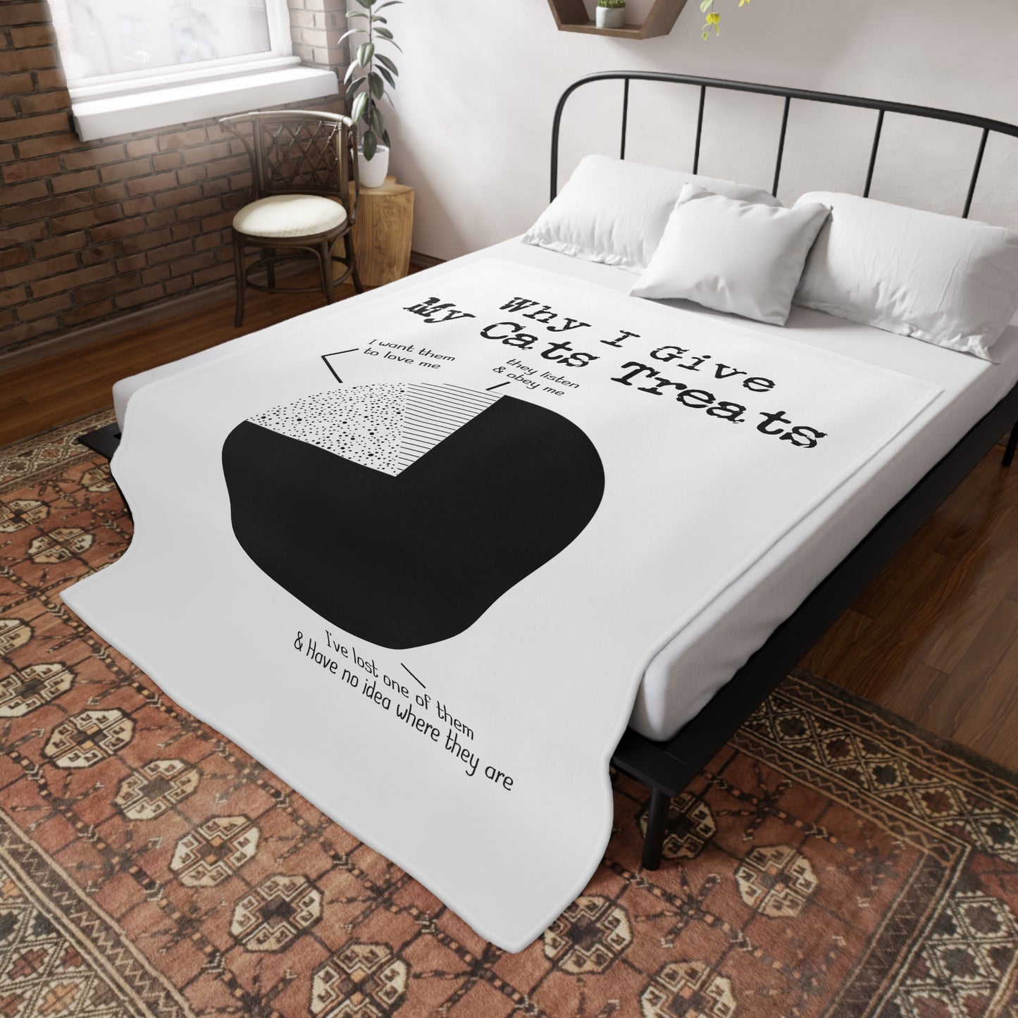 Cat Lover's Plush Fleece Blanket - 'Why I Give My Cats Treats'