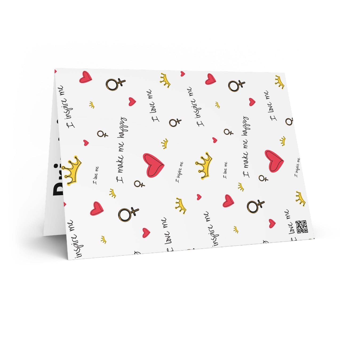 Greeting Card — Self-Love Pattern (Hearts, Crowns & Feminine Symbols)