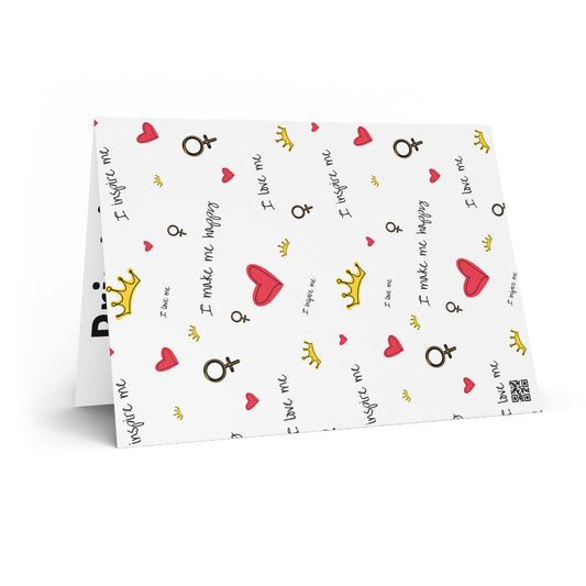 Greeting Card — Self-Love Pattern (Hearts, Crowns & Feminine Symbols)