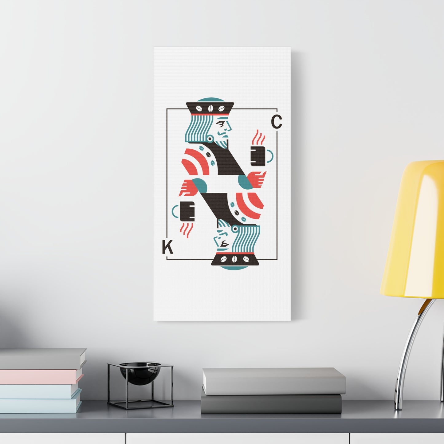 Coffee King Canvas Art — Modern Playing Card Wall Print