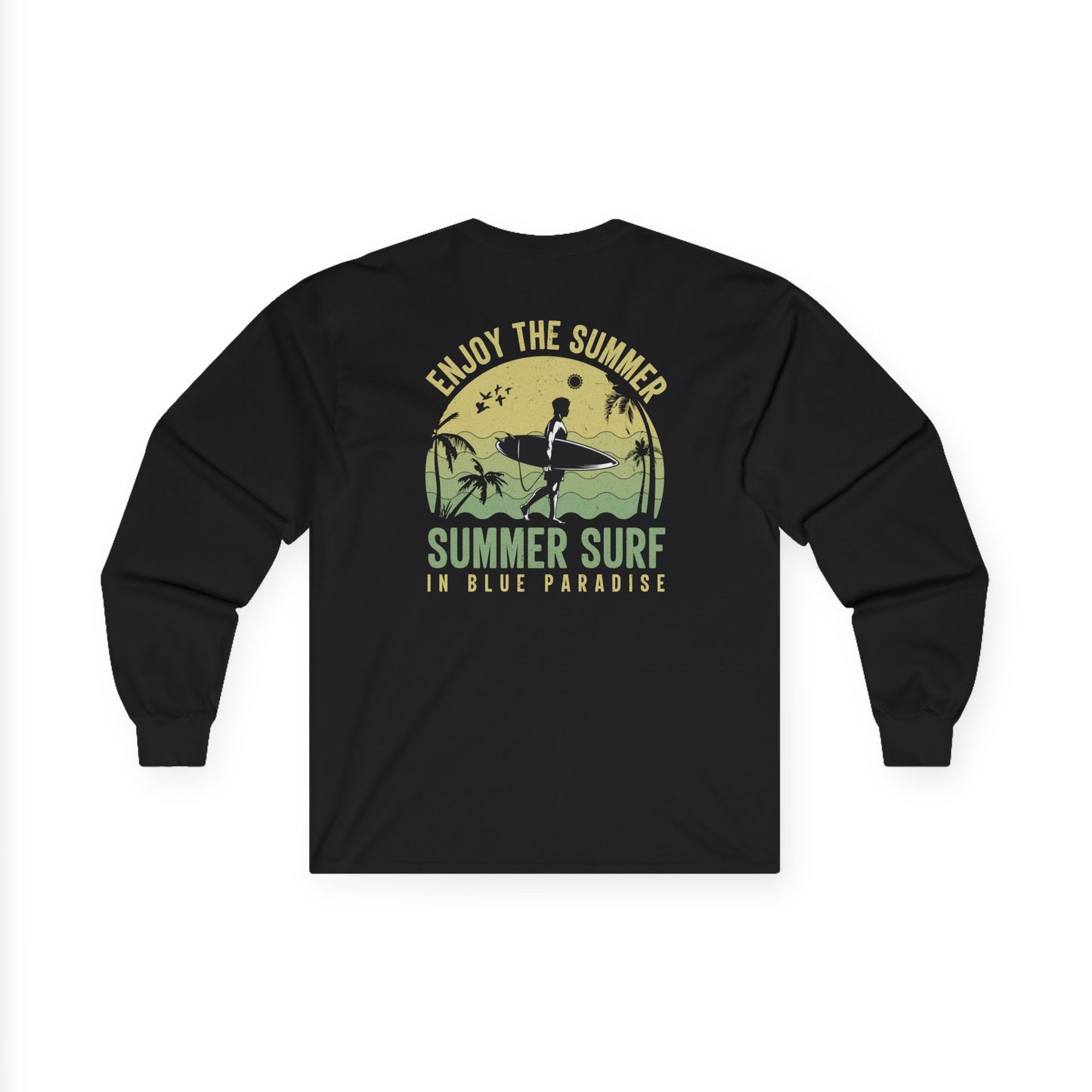 Summer Surf Heart Long Sleeve Tee — "Enjoy the Summer" Surf Graphic