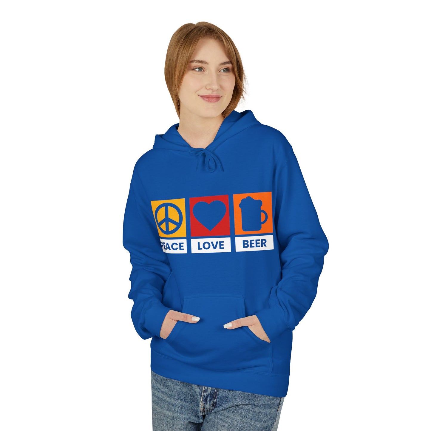 Peace Love Beer Hoodie — Peace, Heart & Beer Icon Pullover