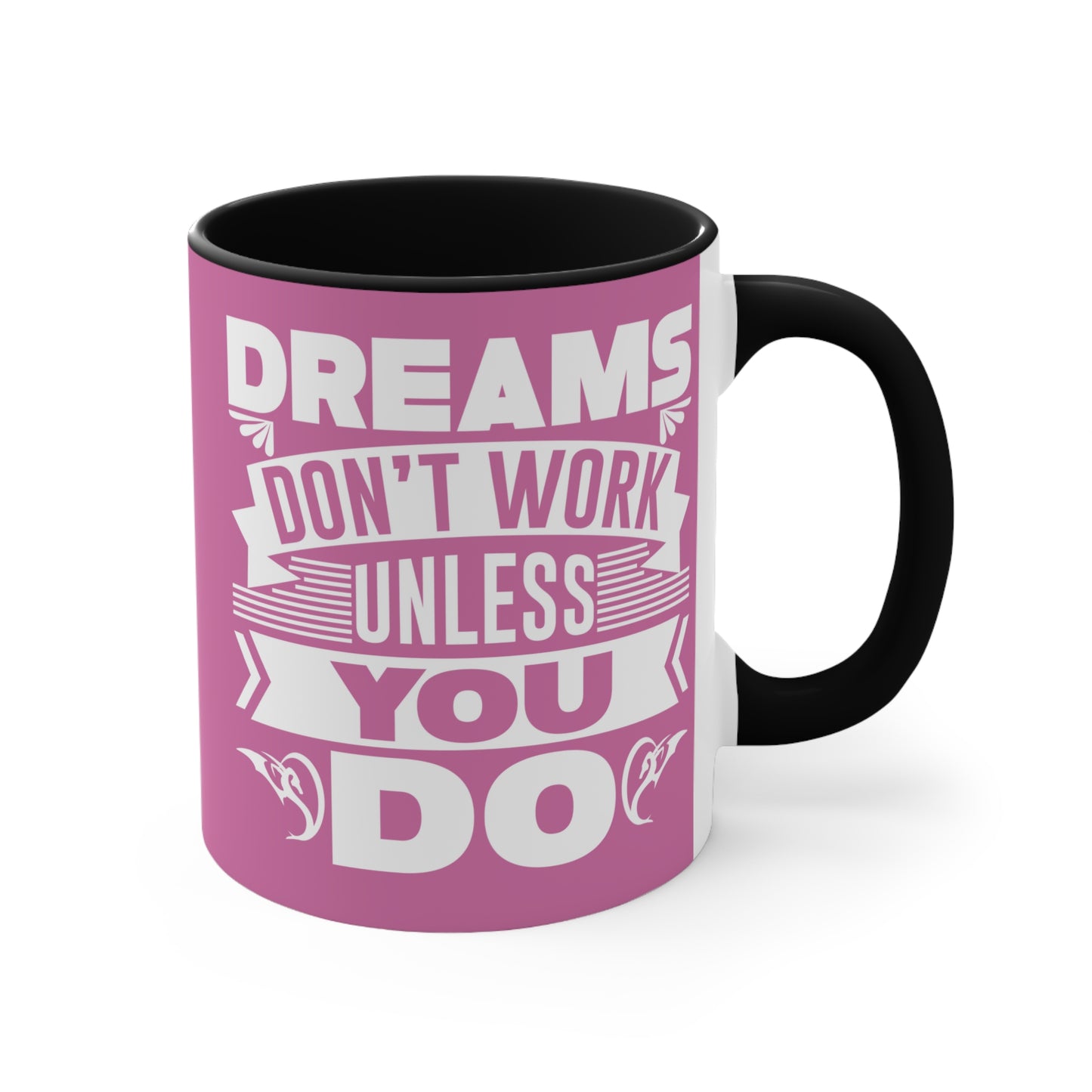 Dream Big Pink Accent Mug — Inspirational 11oz Coffee Cup