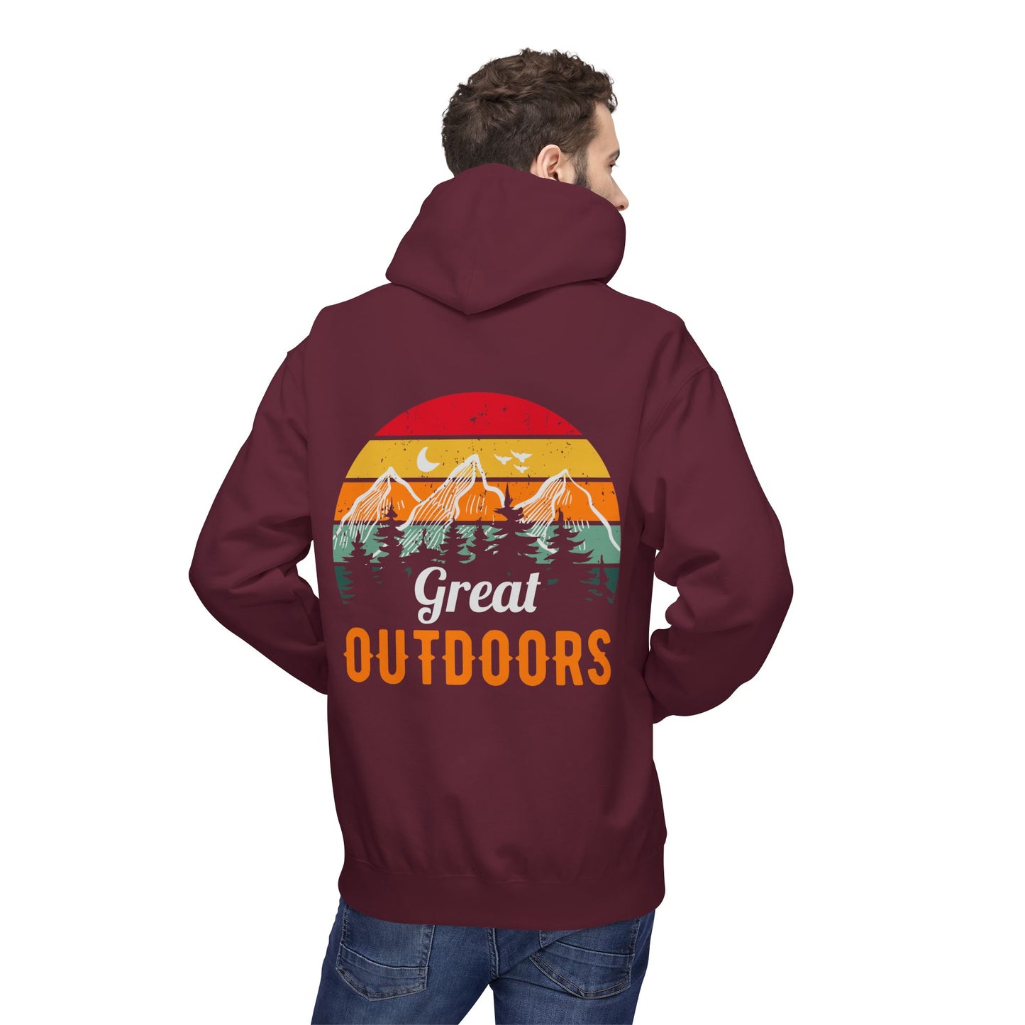 Outdoors Hoodie — Great Outdoors Vintage Mountain & Trees Pullover