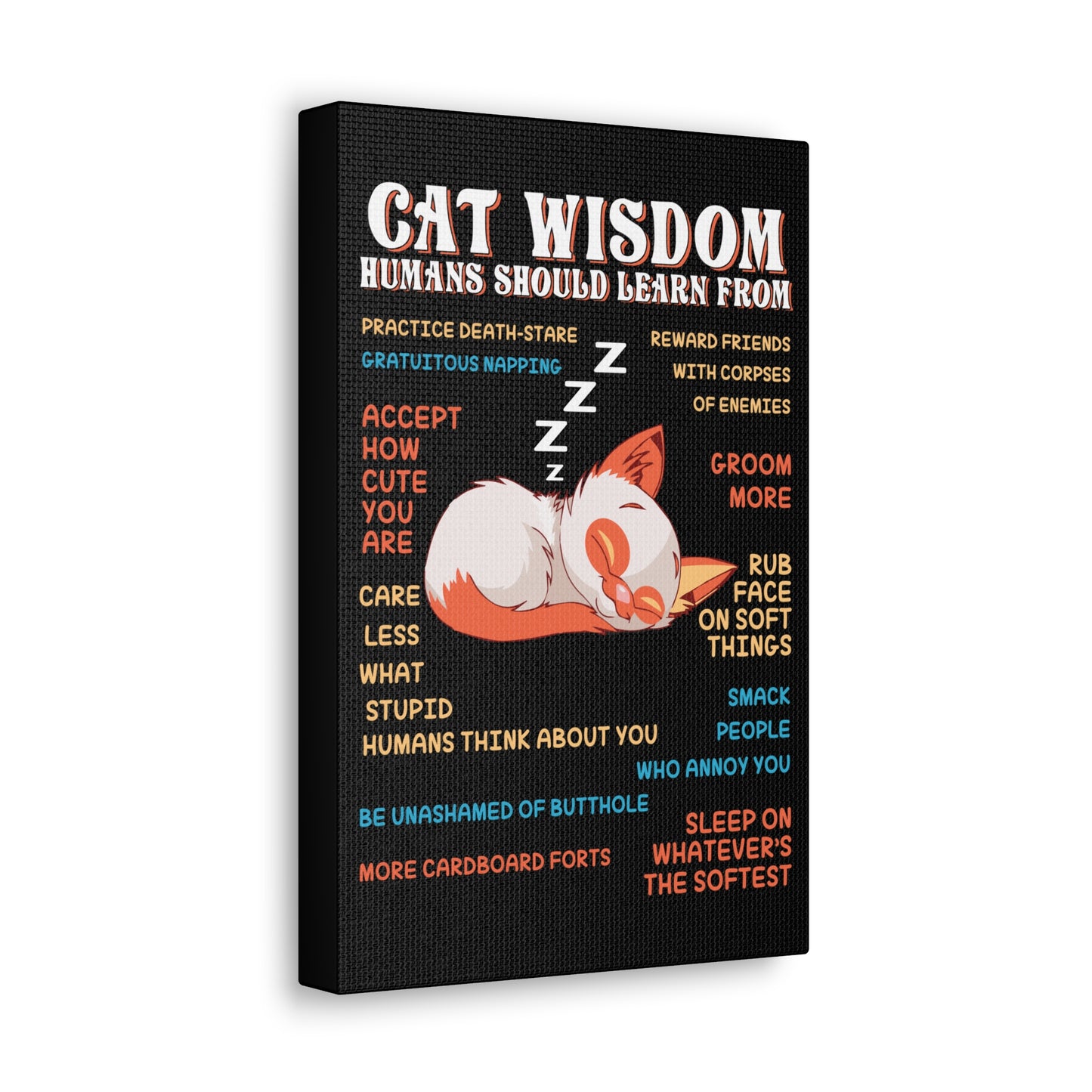 Canvas Print — "Cat Wisdom: Humans Should Learn From" Illustrated Wall Art
