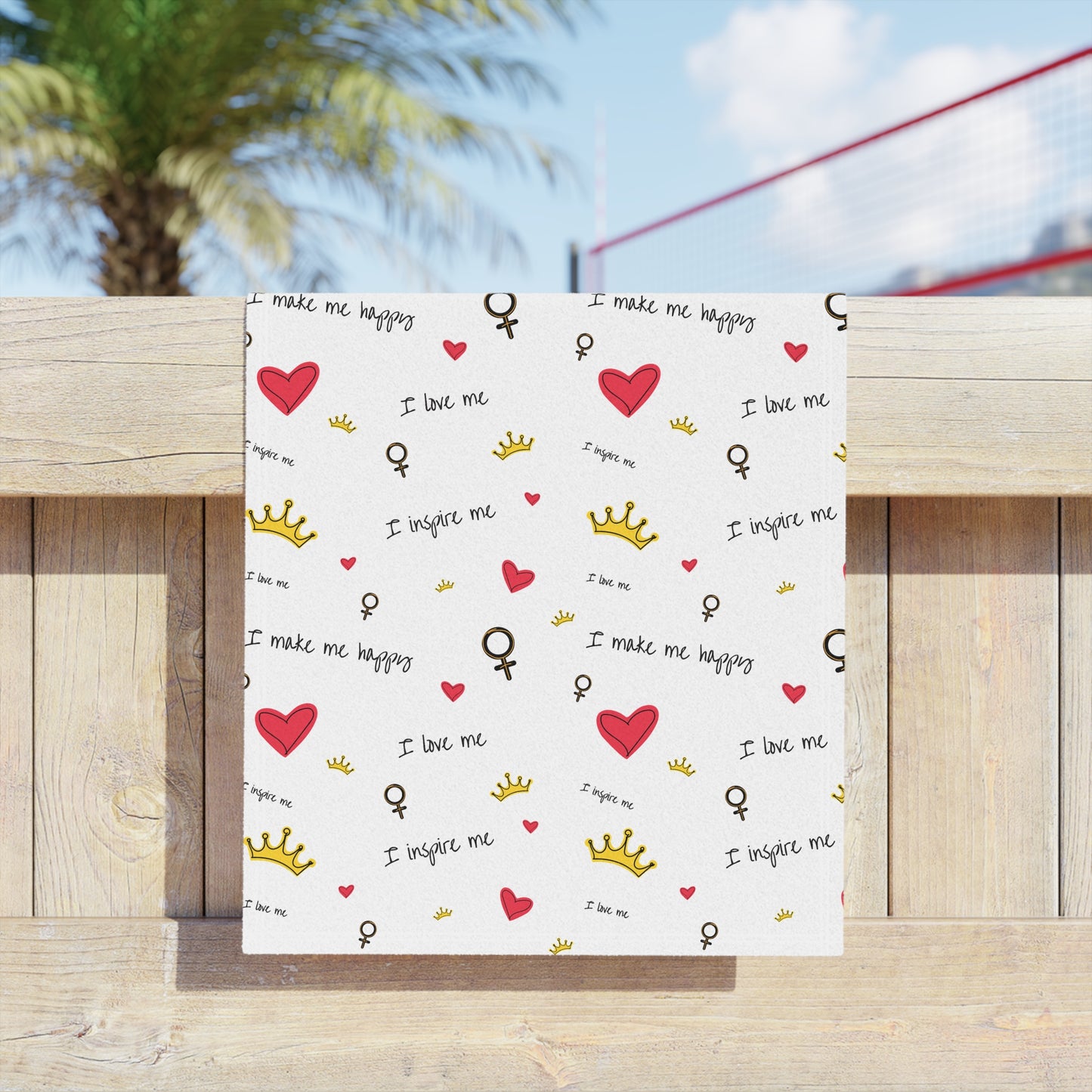 I Inspire Me Heart & Crown Beach Towel