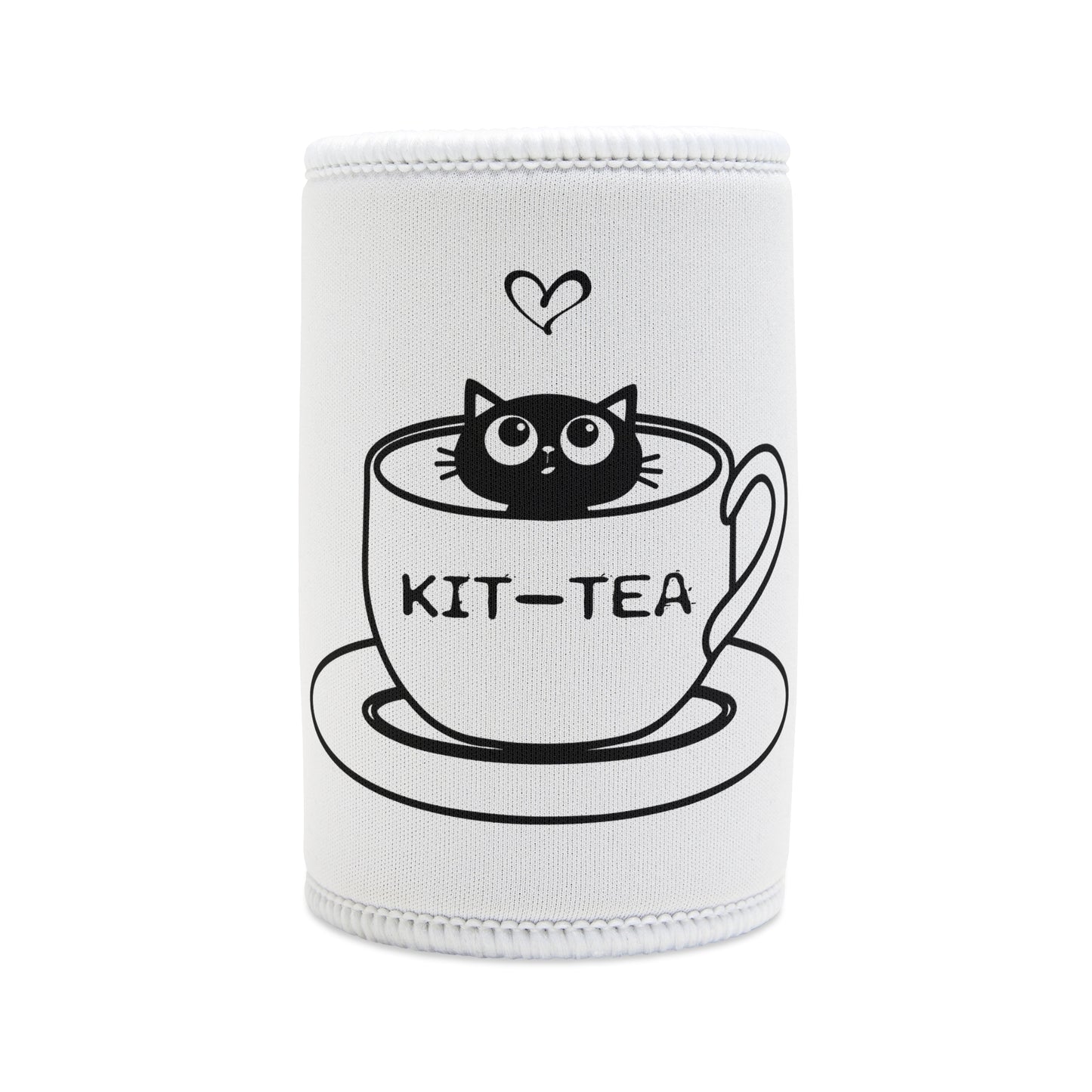 Stubby Cooler — Kit-Tea Cute Cat Can Cooler | Funny Tea Pun Beverage Insulator