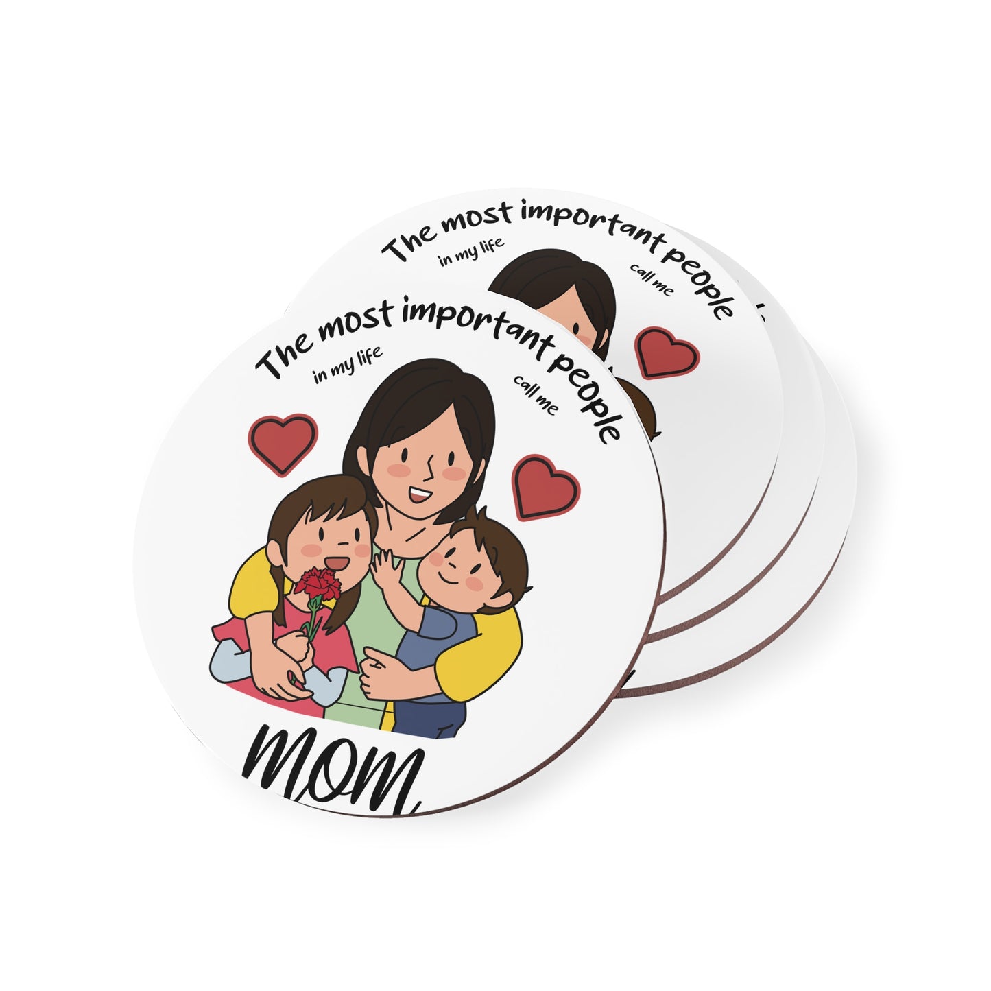Mom & Kids Coaster – “The Most Important People in My Life” Cork Drink Coaster | Mother’s Day Gift