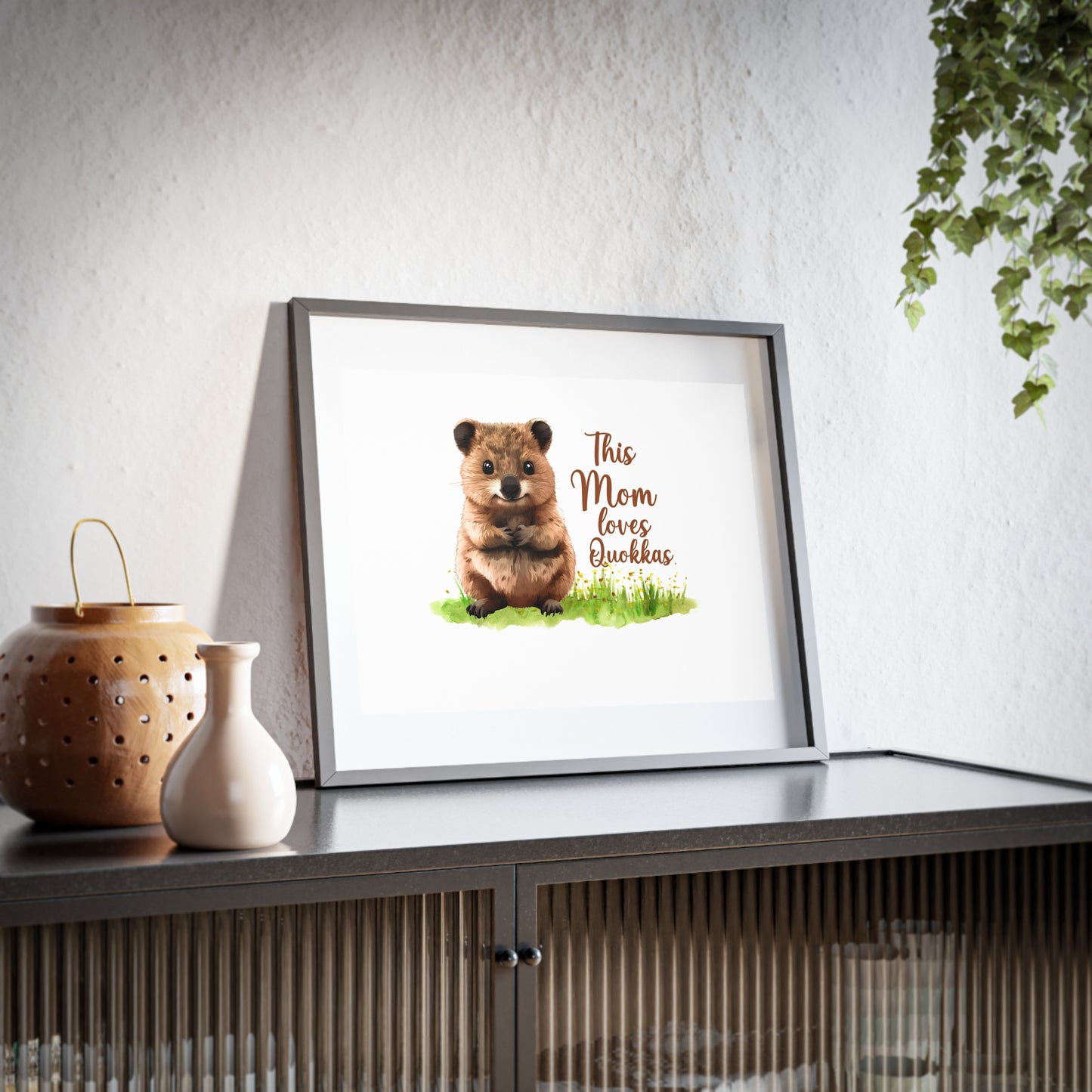 Quokka Mom Framed Poster — "This Mom Loves Quokkas" Matte Wall Art