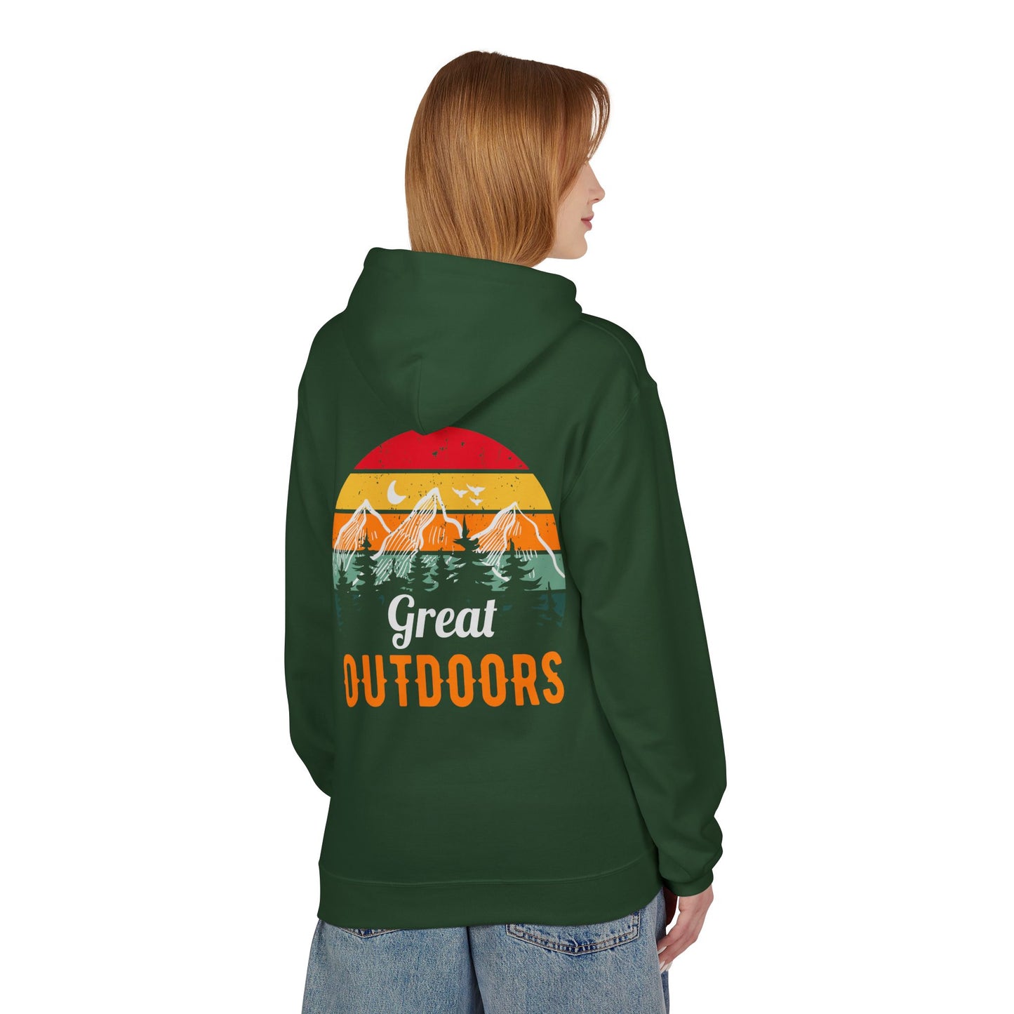 Outdoors Hoodie — Great Outdoors Vintage Mountain & Trees Pullover