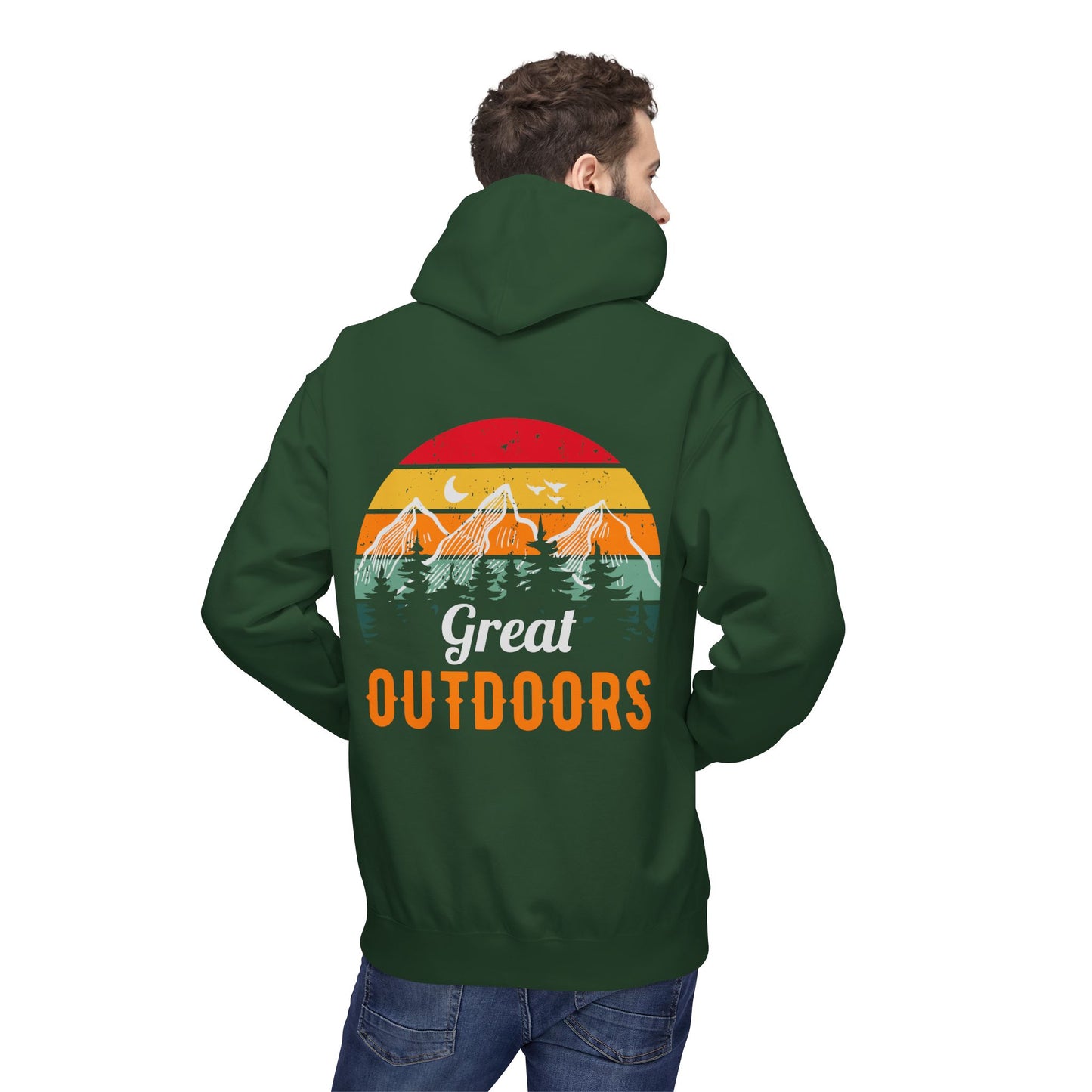 Outdoors Hoodie — Great Outdoors Vintage Mountain & Trees Pullover