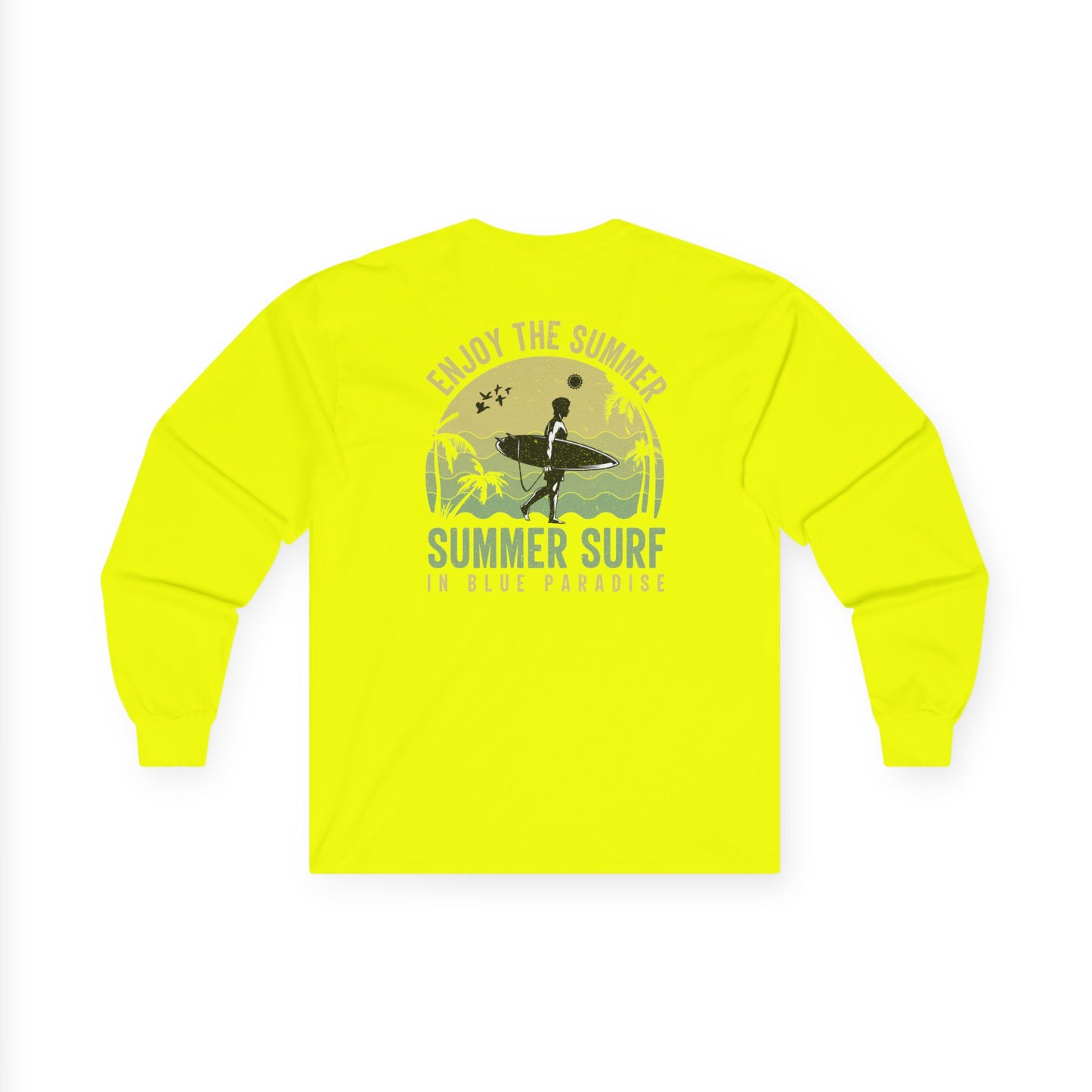 Summer Surf Heart Long Sleeve Tee — "Enjoy the Summer" Surf Graphic