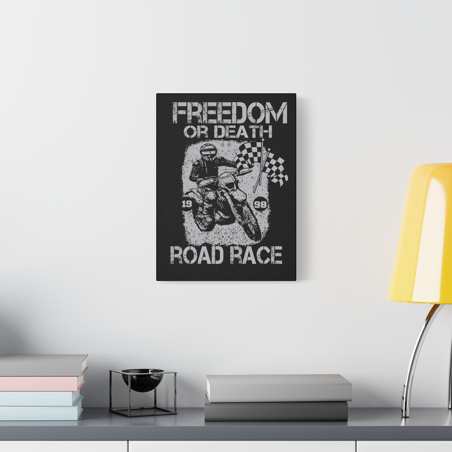 Motorcycle Art Print - Freedom or Death Road Race Decor