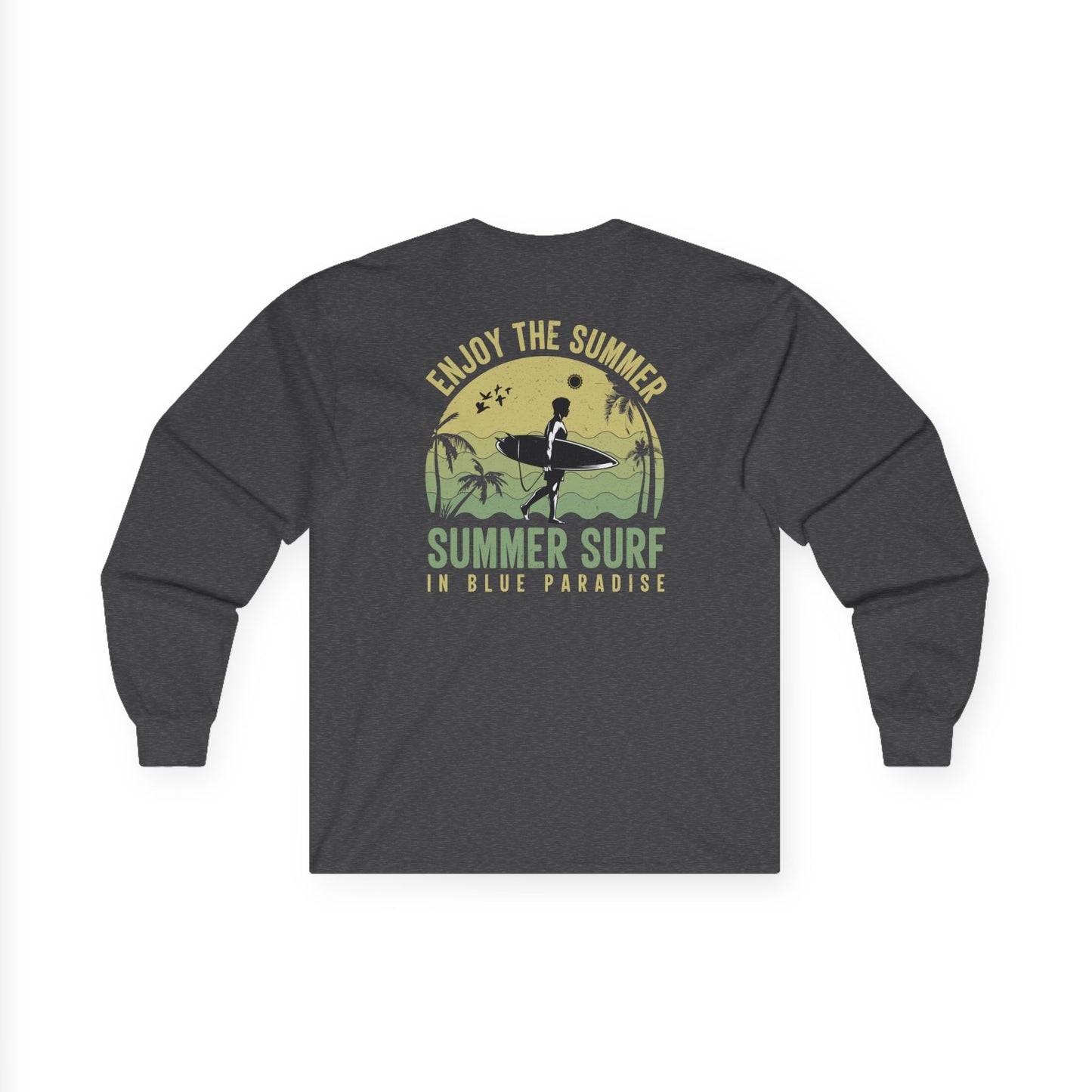Summer Surf Heart Long Sleeve Tee — "Enjoy the Summer" Surf Graphic