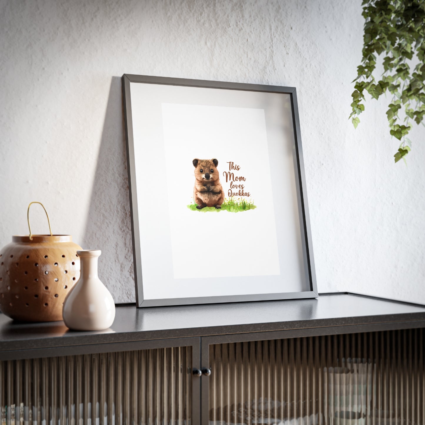 Quokka Mom Framed Poster — "This Mom Loves Quokkas" Matte Wall Art