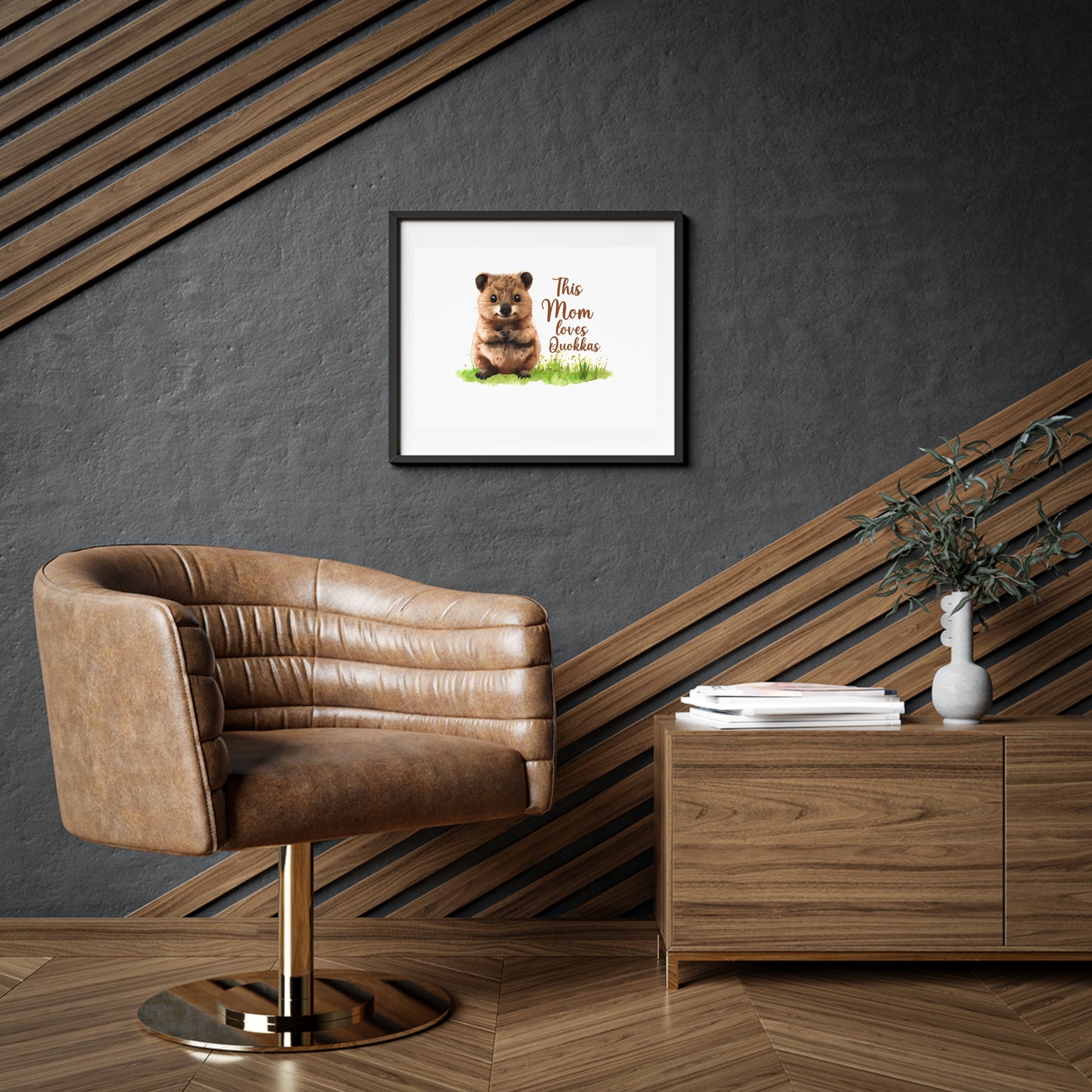 Quokka Mom Framed Poster — "This Mom Loves Quokkas" Matte Wall Art