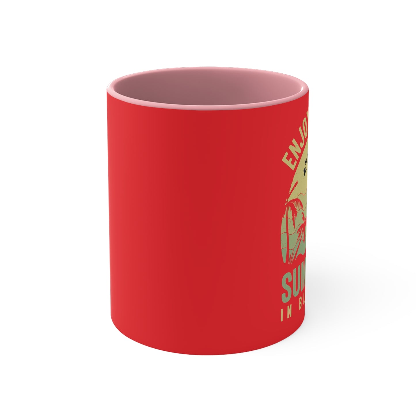 Enjoy the Sunshine Red Accent Mug — 11 oz Ceramic Coffee Cup