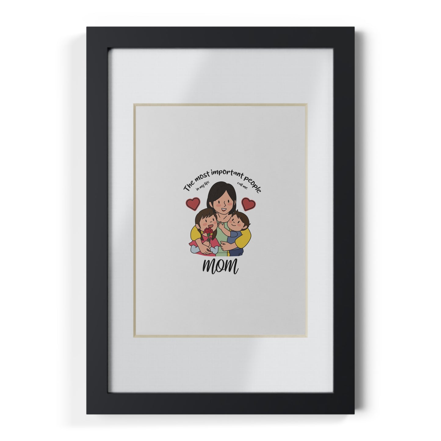 Framed Mom Poster — "The most important people" Family Illustration (Black Frame)