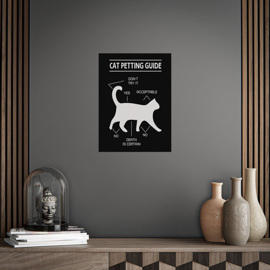 Funny Cat Petting Guide Unframed Poster - Cat Lover Decor