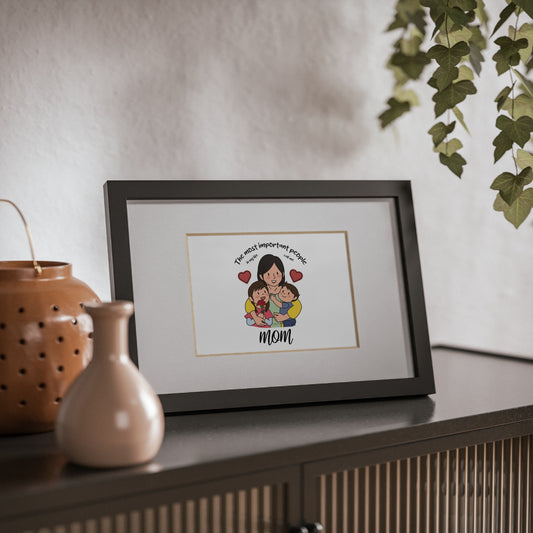 Framed Mom Poster — "The most important people" Family Illustration (Black Frame)