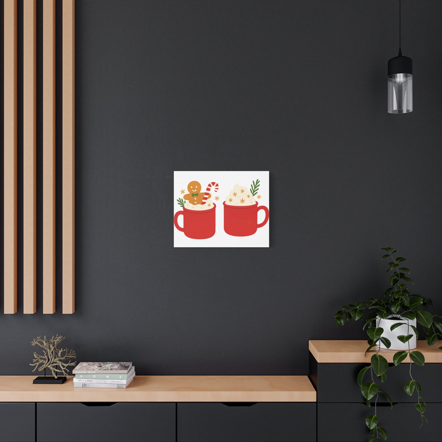 Cat Pattern Canvas Print — Whimsical Kittens & Fishbone Wall Art