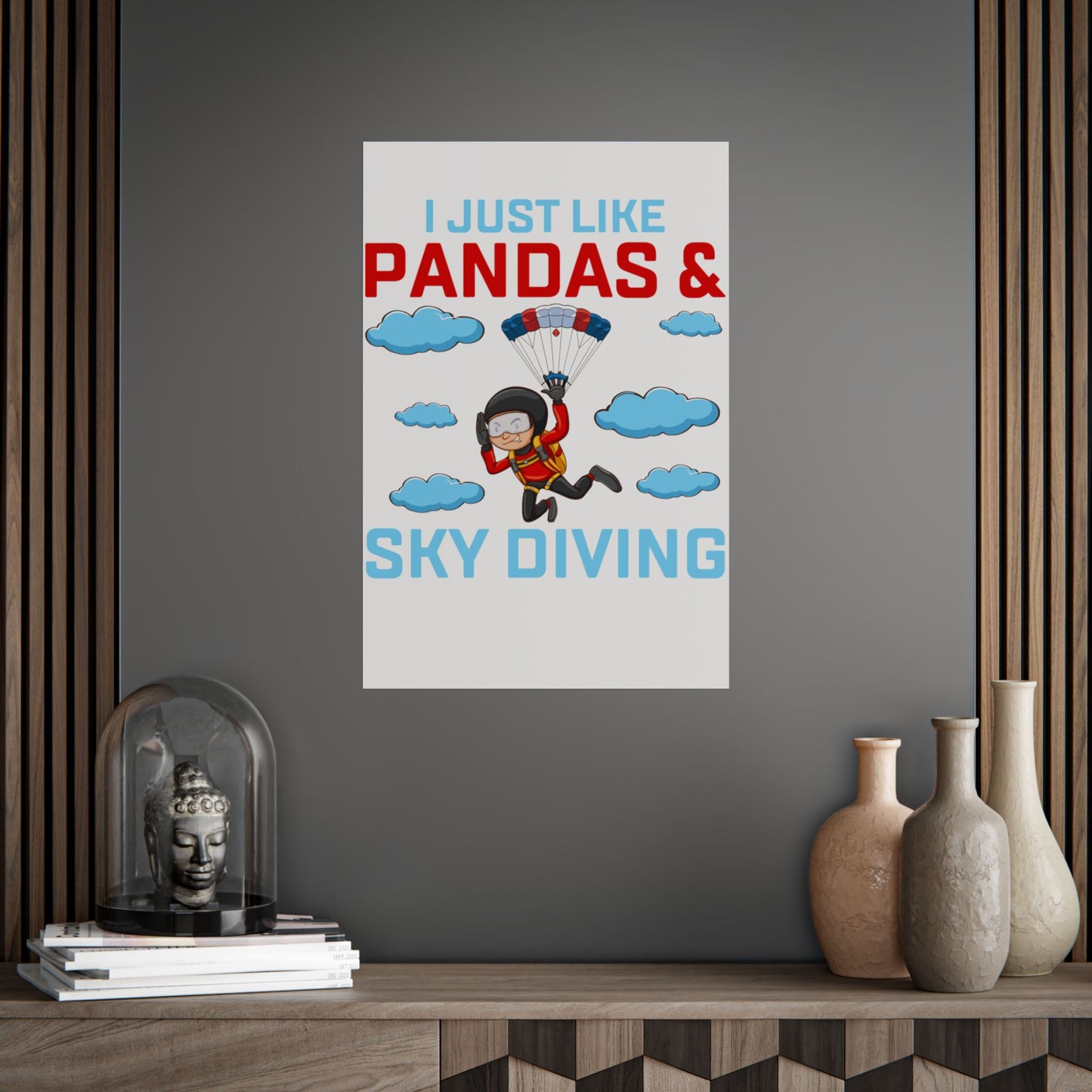 Playful Panda Sky Diving Unframed Poster
