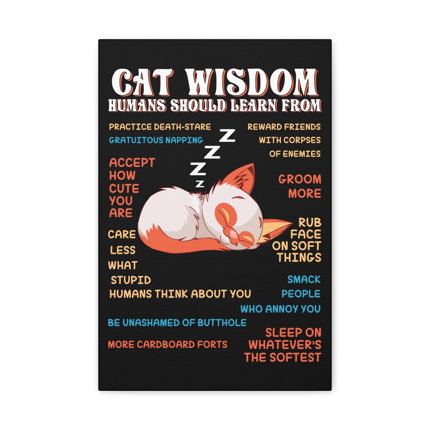 Canvas Print — "Cat Wisdom: Humans Should Learn From" Illustrated Wall Art