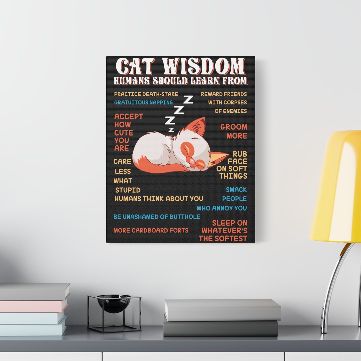 Canvas Print — "Cat Wisdom: Humans Should Learn From" Illustrated Wall Art