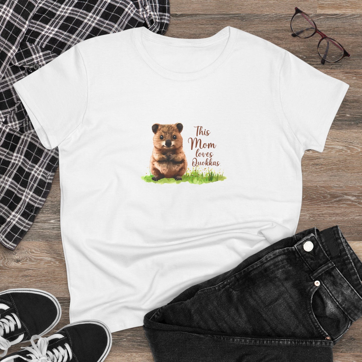 This Mom Loves Quokkas Graphic T-Shirt, Eco-Friendly Cotton Shirt