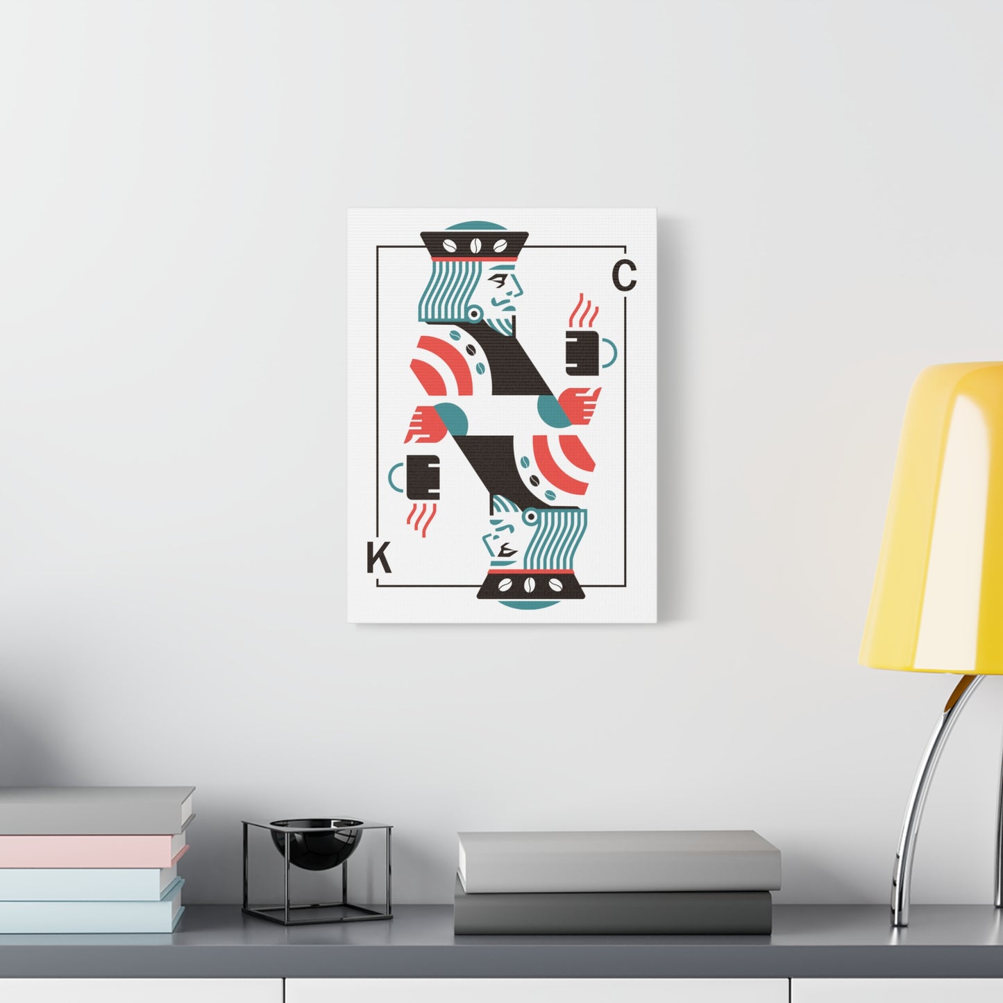 Coffee King Canvas Art — Modern Playing Card Wall Print