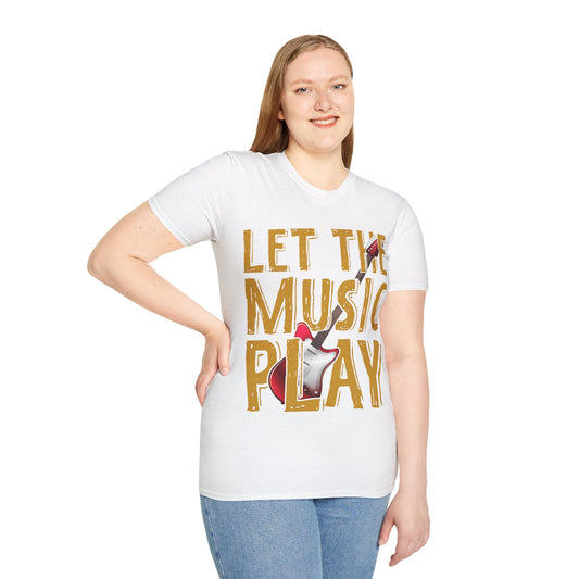 Let The Music Play Guitar T-Shirt — Retro Rock Music Tee for Musicians & Fans
