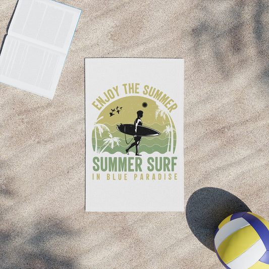 Surf Beach Towel - "Enjoy the Summer" Retro Surf Design