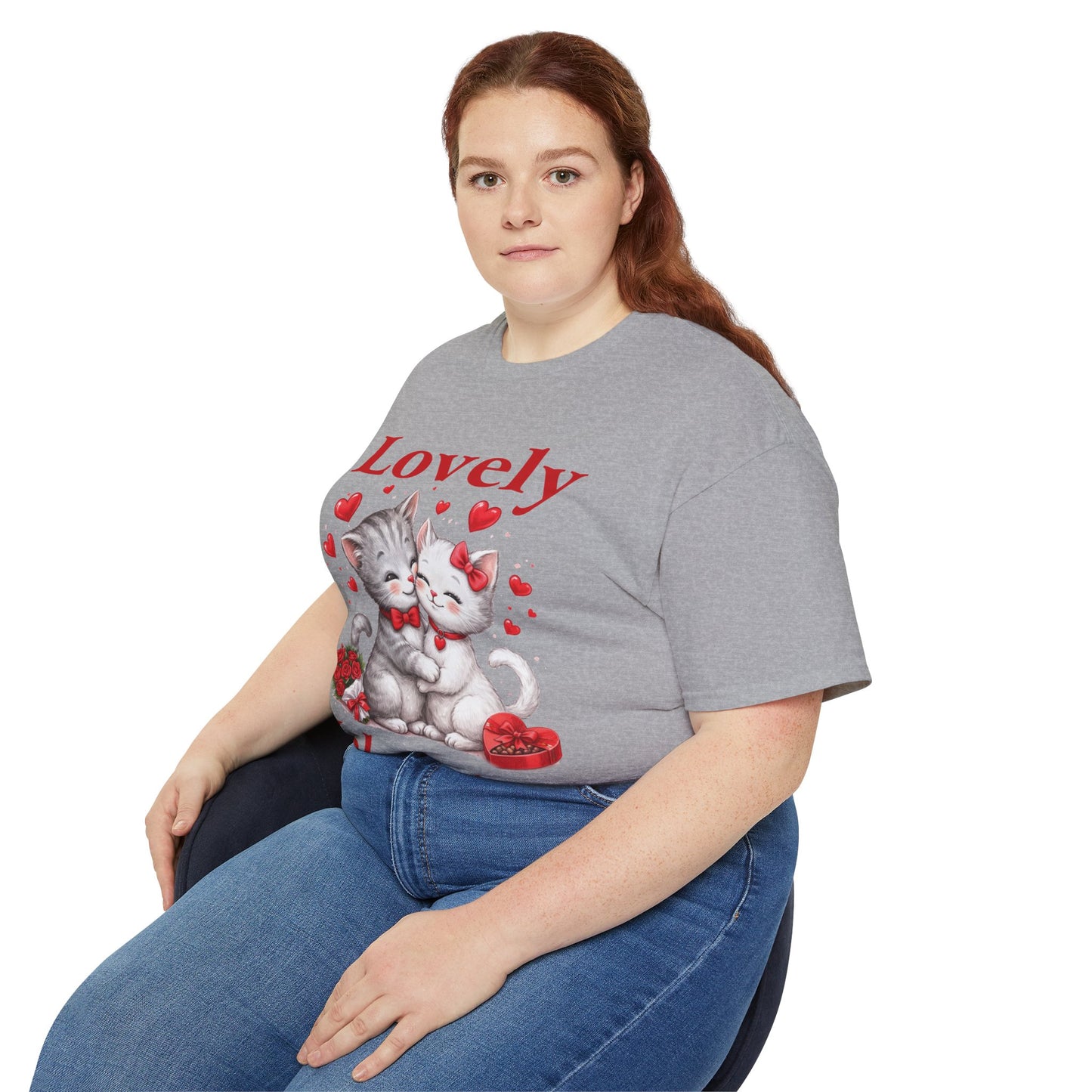 Valentine Kitty Tee - "Lovely Valentine" Cute Cat Couple Valentine's Day T-Shirt