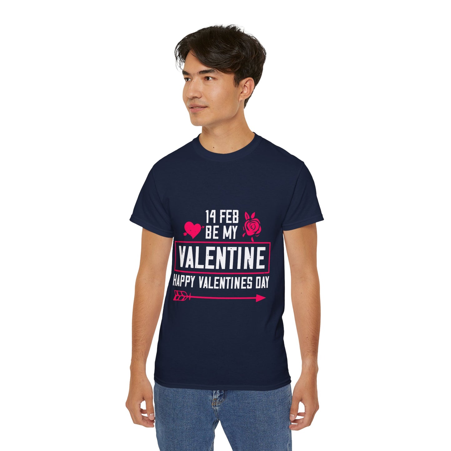 Valentine's Day Tee — "14 Feb Be My Valentine" Graphic Shirt