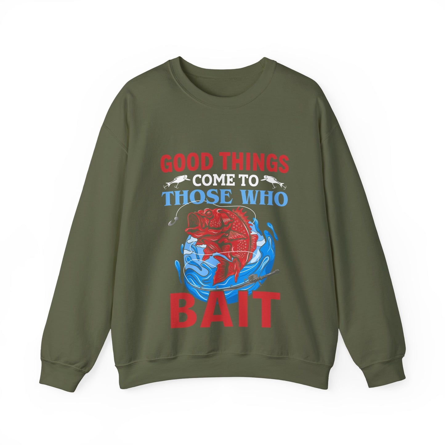 Fishing Enthusiast Crewneck Sweatshirt - Good Things for Bait Lovers