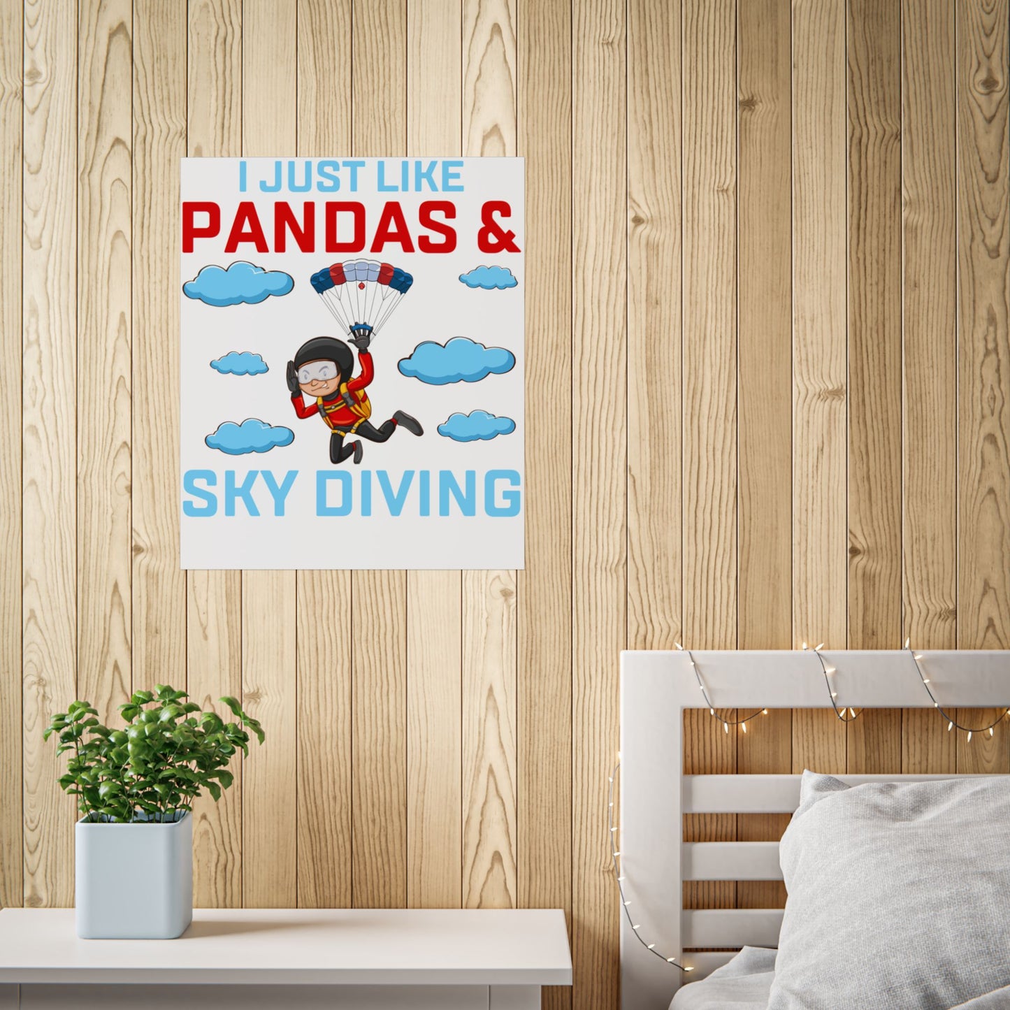 Playful Panda Sky Diving Unframed Poster