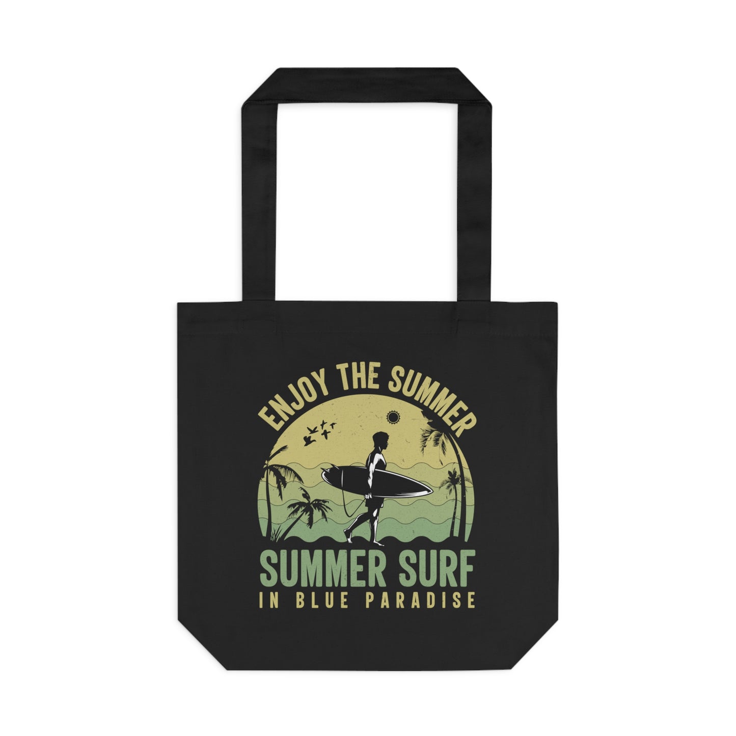 Summer Surf Cotton Tote Bag — "Enjoy the Summer" Beach Shopper