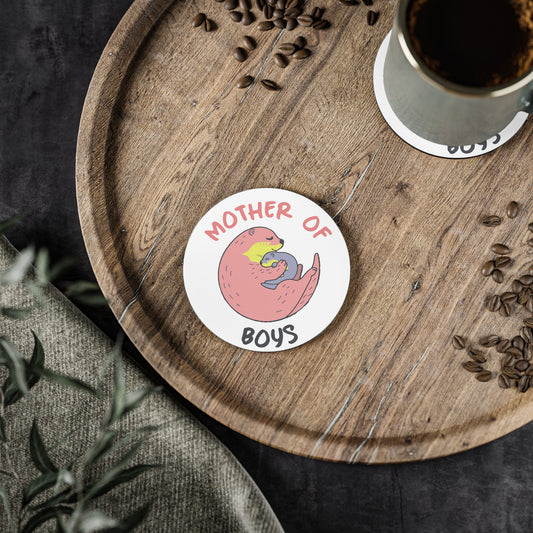 Mother of Boys Cork Coaster — Cute Otter Mom Drink Protector, Mother’s Day Gift