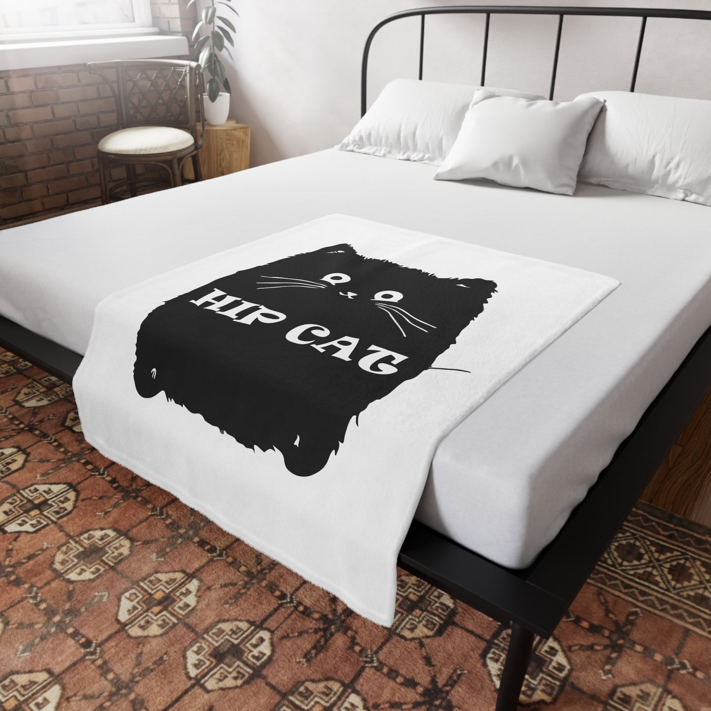 Hip Cat Plush Fleece Blanket - Cozy Cat Lover Gift