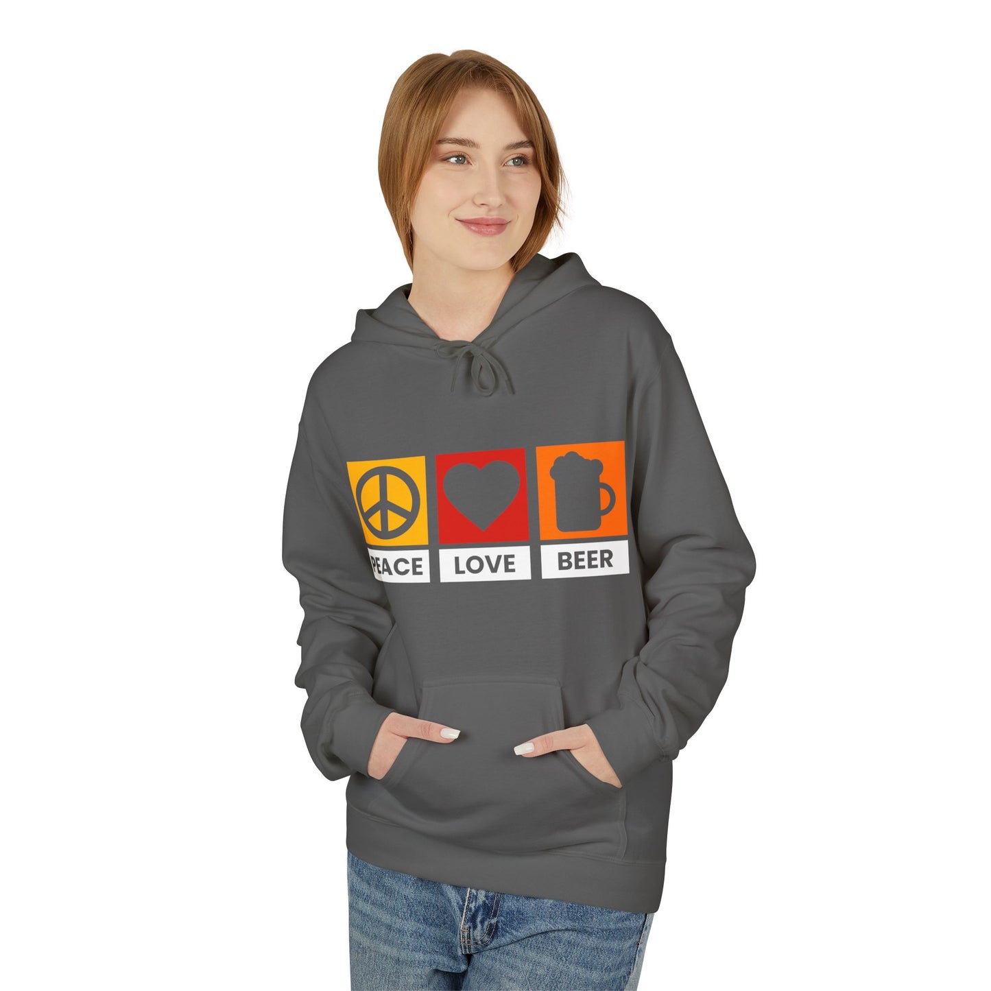 Peace Love Beer Hoodie — Peace, Heart & Beer Icon Pullover
