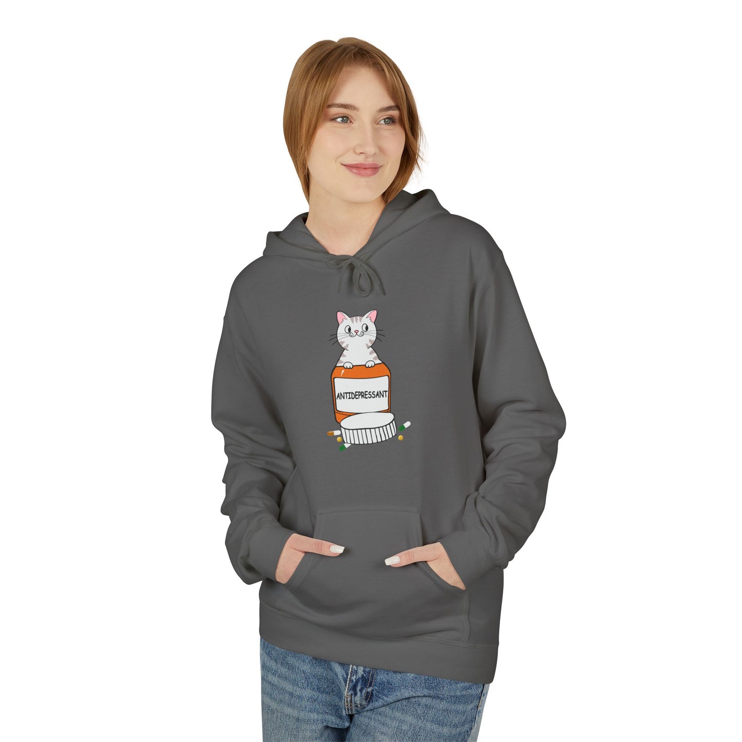 Cute Bunny in Medicine Bottle Hoodie — 'Anti Hiss' Graphic Pullover