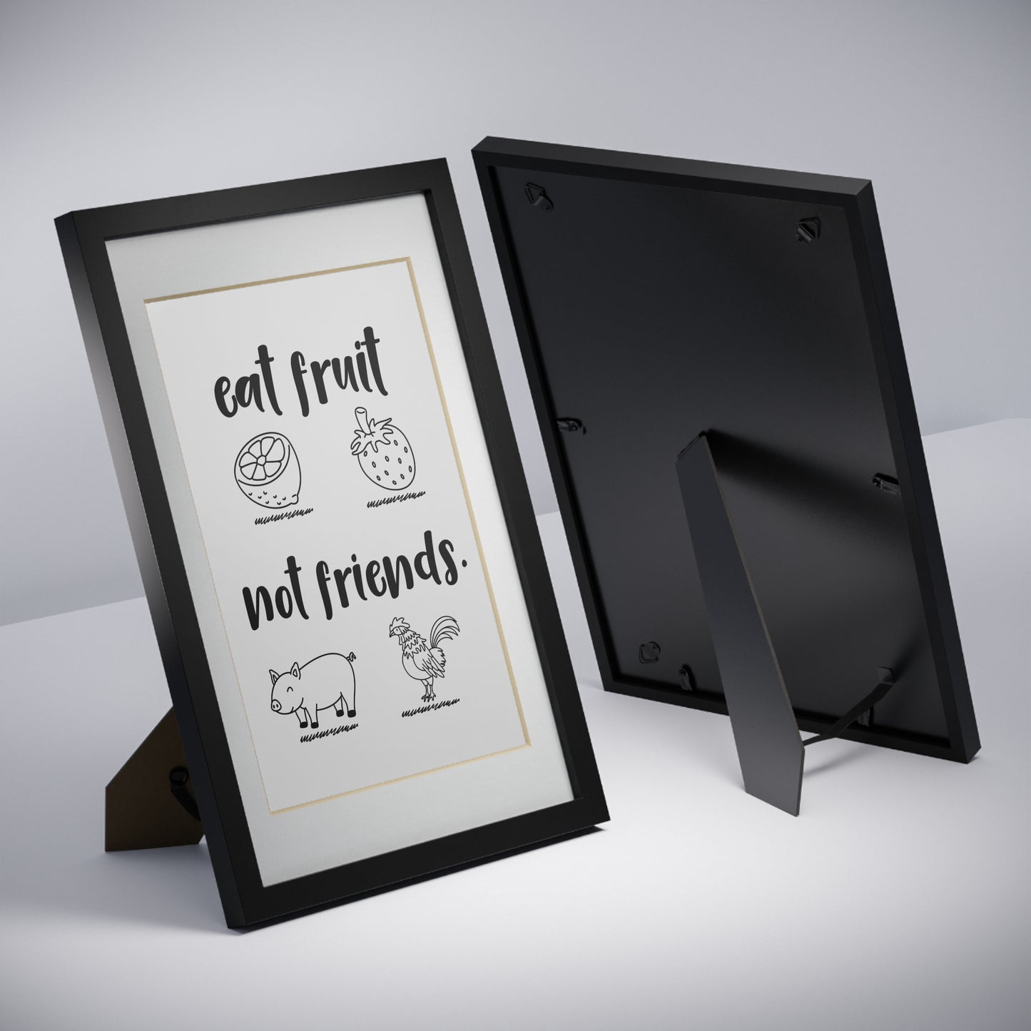 Eat Fruit Not Friends Framed Poster — Vegan Kitchen Wall Art