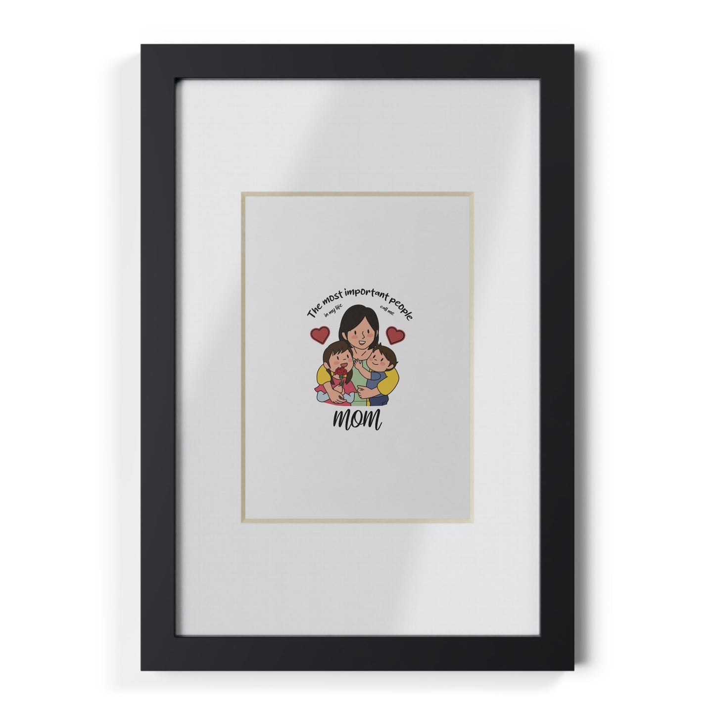 Framed Mom Poster — "The most important people" Family Illustration (Black Frame)