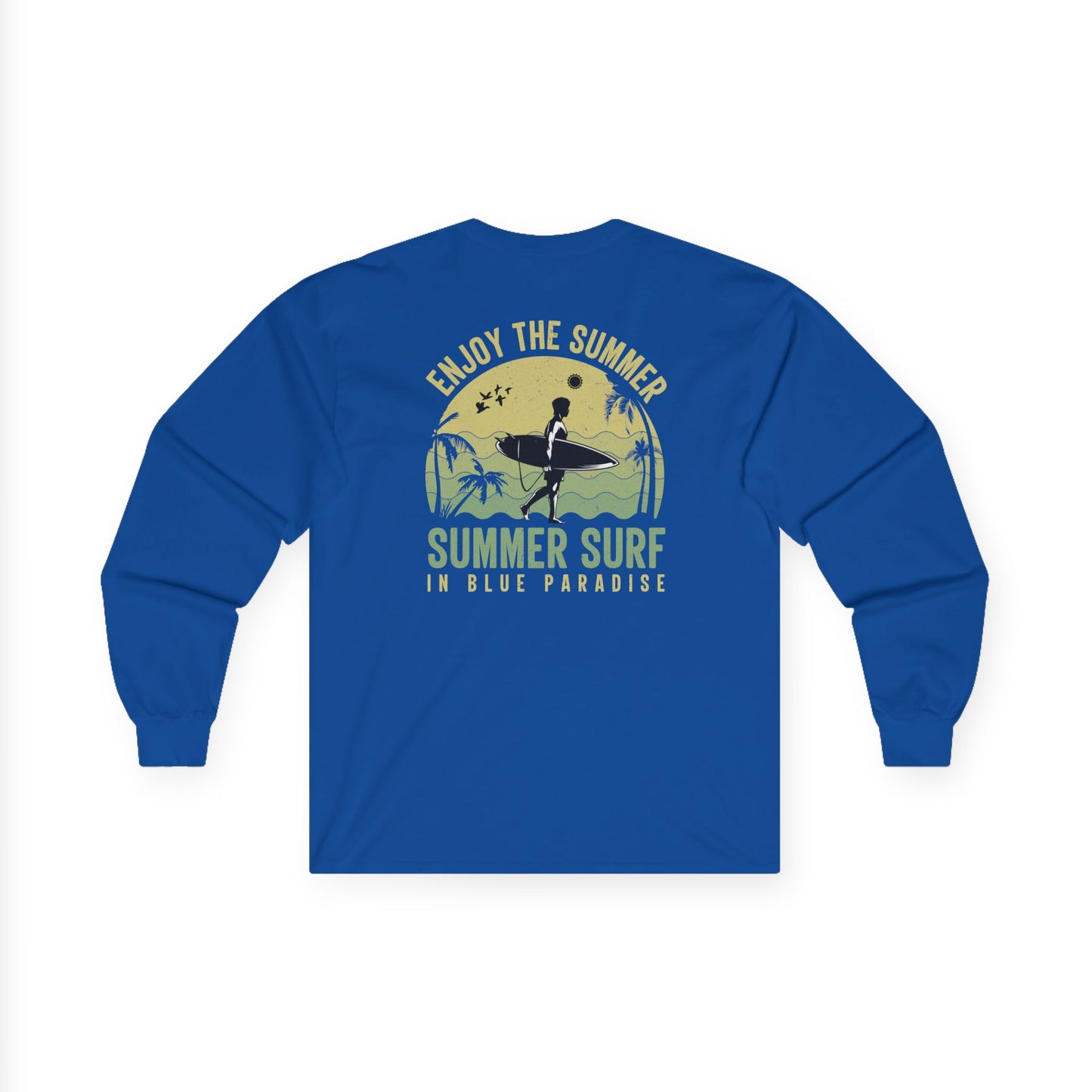 Summer Surf Heart Long Sleeve Tee — "Enjoy the Summer" Surf Graphic