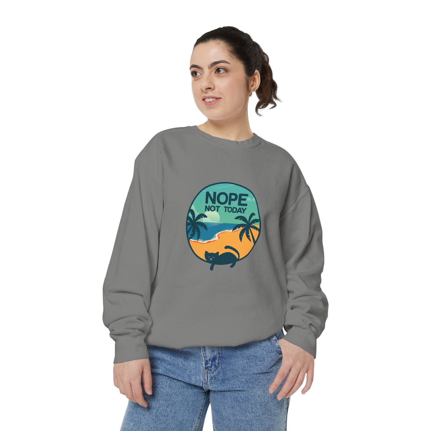Nope Not Today Sweatshirt — Relaxed Beach Palm Tree Crew