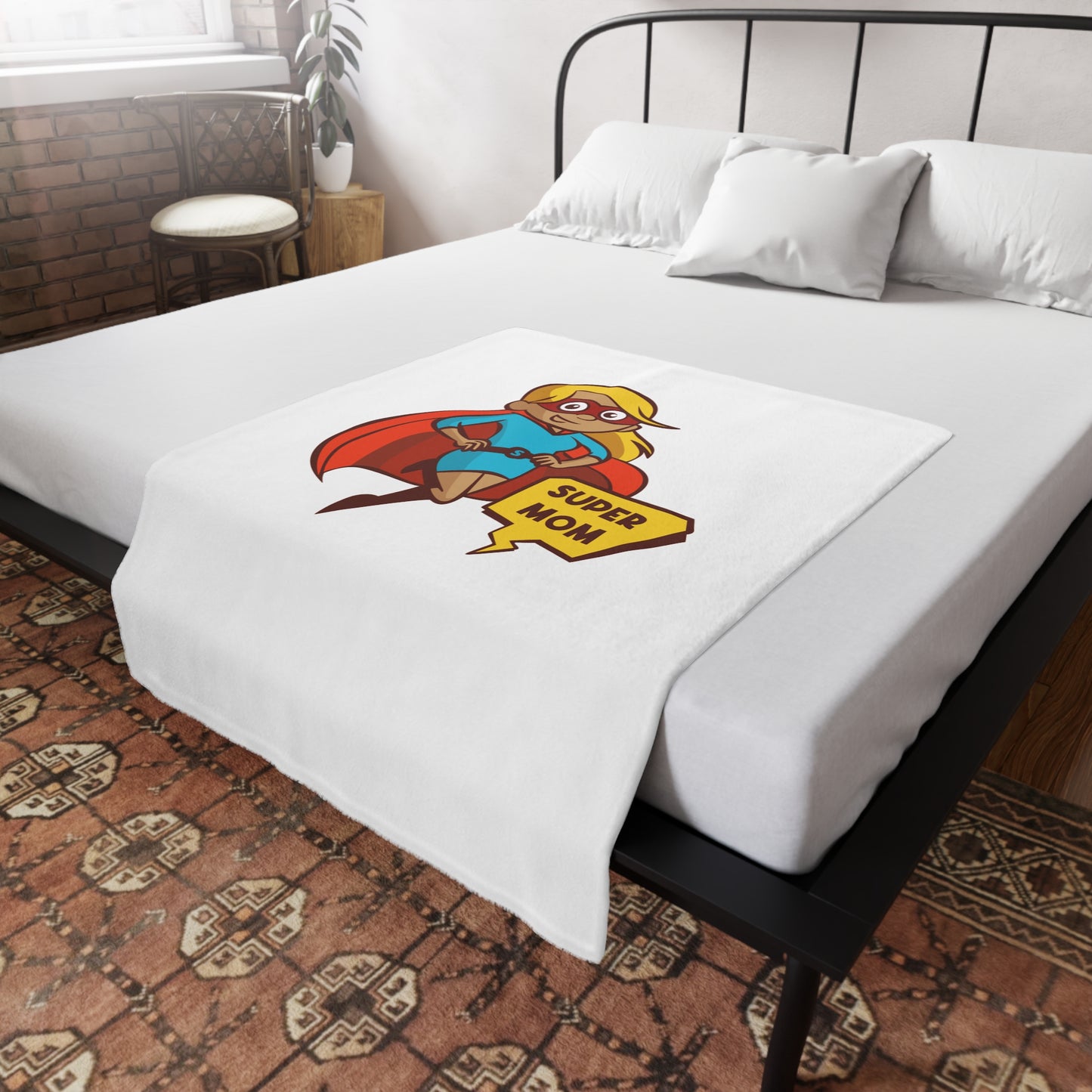 Super Mom Plush Fleece Blanket, Soft Throw for Baby Showers