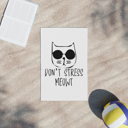 Don't Stress Meowt Cat Beach Towel — Funny Sunglasses Kitty Summer Towel